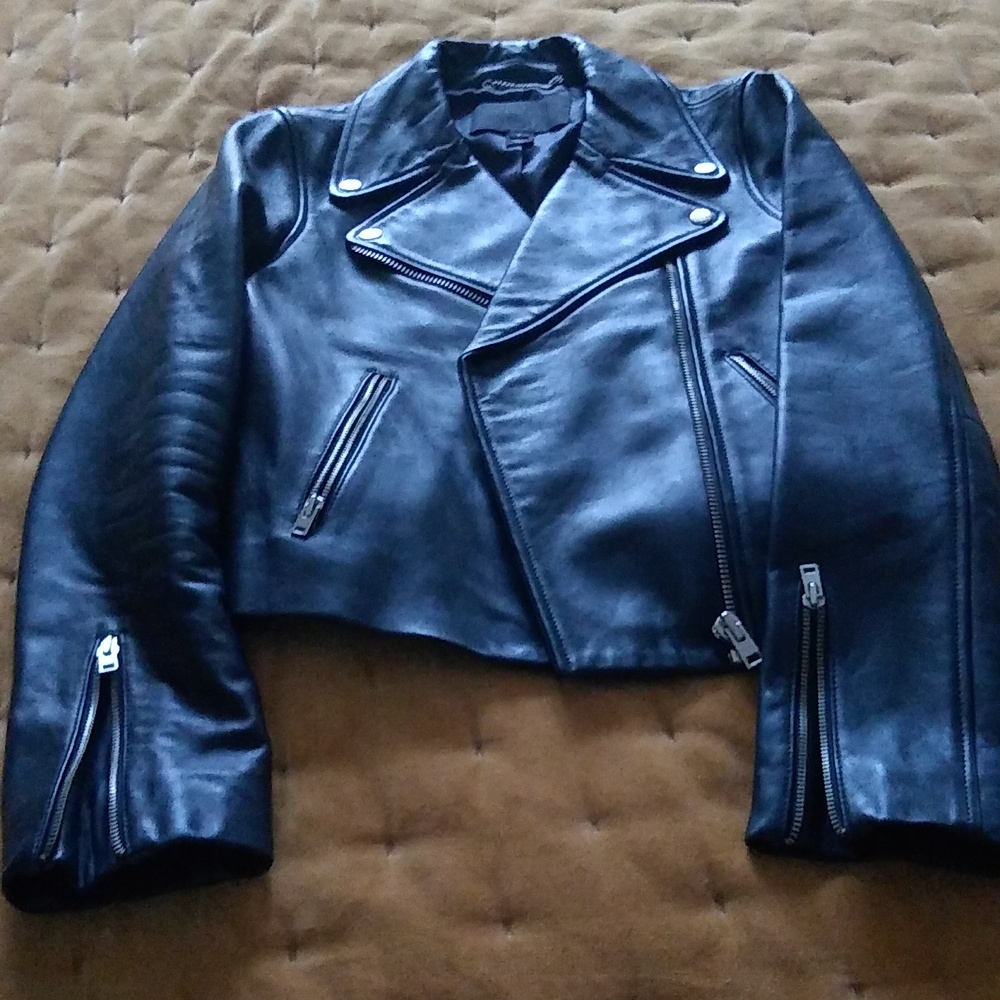 J. Crew Navy Leather Jacket
